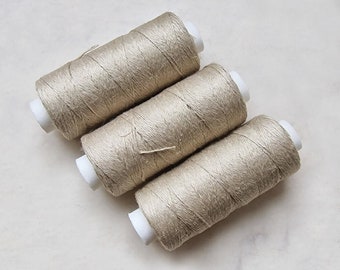 Linen Thread Natural Gray Spool 100 meters Set of 1/5/10 Spools Czech Linen Threads hand & machine quilting sewing craft lace jewelry