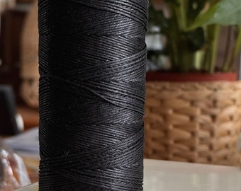 Esclusivi fili di lino neri Cordoncino di lino 0,9 mm Bobina di lino a 3 strati 130 m / 144 iarde Filato di lino Gioielli Ricamo Pizzo di Art Shopa Craft
