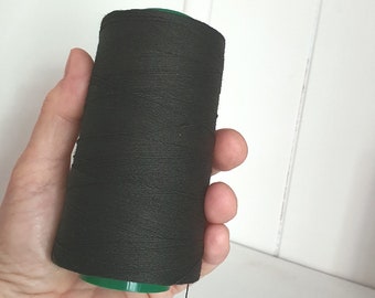 Black Linen Thread Spool 1000 m hand & machine quilting sewing craft lace jewelry by Art Shopa Craft