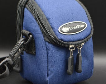 Bilora EverStar Compact Camera Bag – Small Travel Camera Pouch – Blue Padded Carry Case – Point and Shoot Case – Vintage Digital Camera Case
