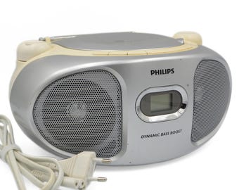 Y2K Vintage Philips Portable Radio CD Player - Philips Music CD Soundmachine Boombox - Portable Boombox Philips Radio Travel Camping Radio