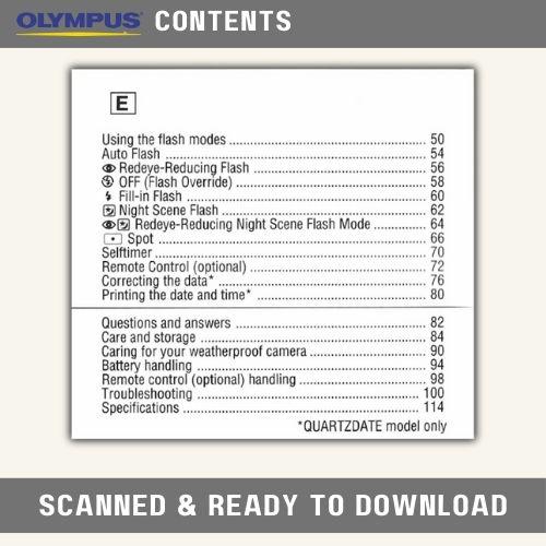 Olympus Mju II Full Manual 122 Pages PDF Camera Instructions