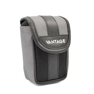 90-tals vintage kompaktkameraväska Vantage — Retro 35 mm kompaktkameraväska med kardborreknäppning — Liten kameraväska i nylon i svart läder