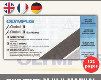 Olympus Mju II Full Manual 122 Pages PDF Camera Instructions Manual for 35mm Film Camera Olympus Stylus 35mm Point and Shoot Camera Manual