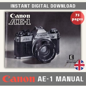 Authentic Canon AE-1 Manual Camera Instructions For Camera Canon AE1 35mm Film Camera Vintage Camera Instant Download Canon Camera Manual