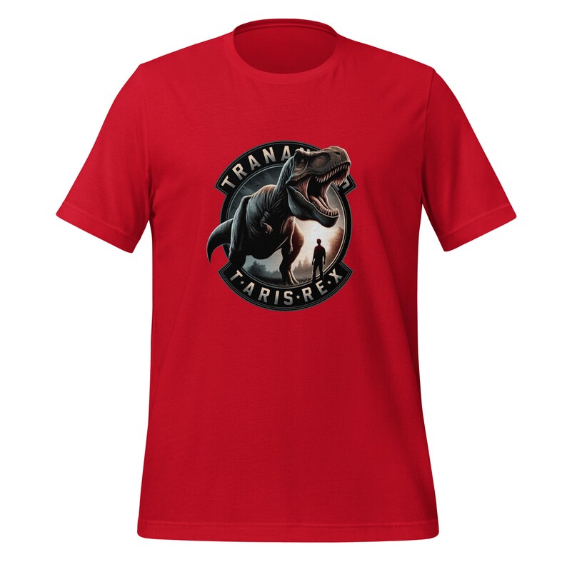 Camiseta de dinosaurios, 100% algodón camiseta juvenil de trex. Camiseta divertida Rojo