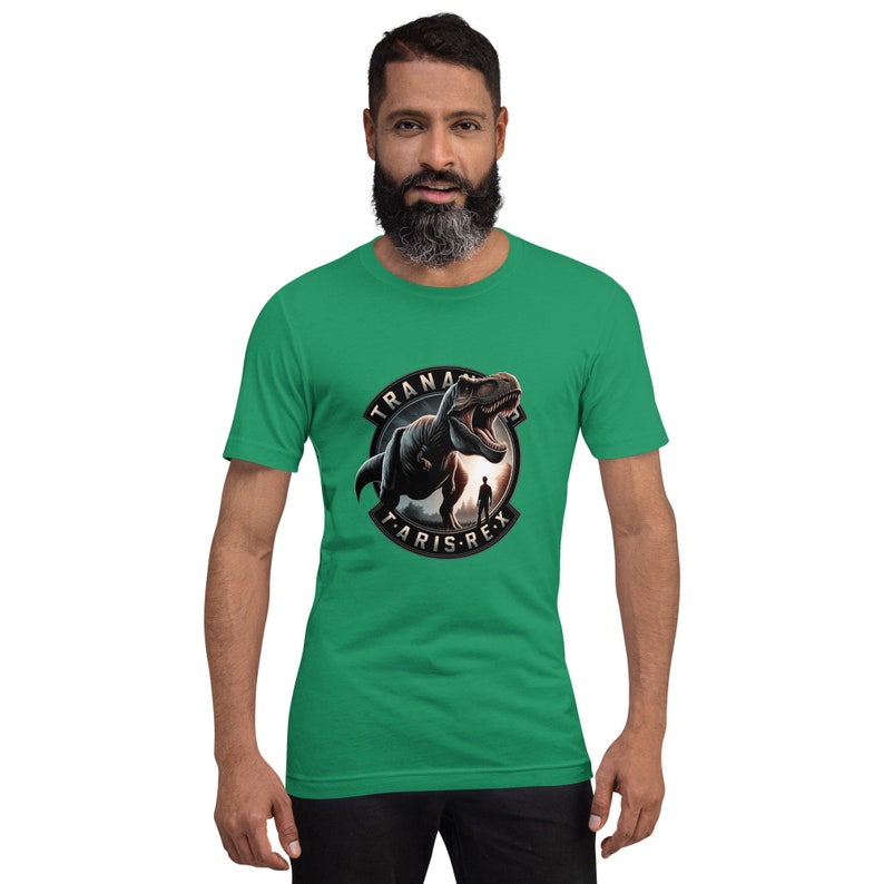 Camiseta de dinosaurios, 100% algodón camiseta juvenil de trex. Camiseta divertida Verde