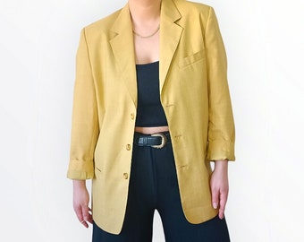 Vintage Oversize Blazer Senfgelb Wolle (M-L)