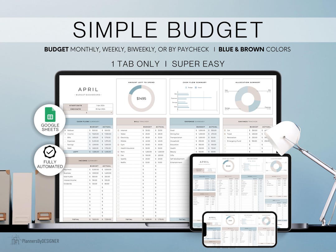 Budget Planner for Google Sheets | Monthly Budget Spreadsheet ...