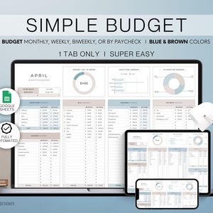 Budget Planner for Google Sheets | Monthly Budget Spreadsheet | Paycheck Budget Tracker | Weekly Budget Template, Biweekly Budget, Budgeting