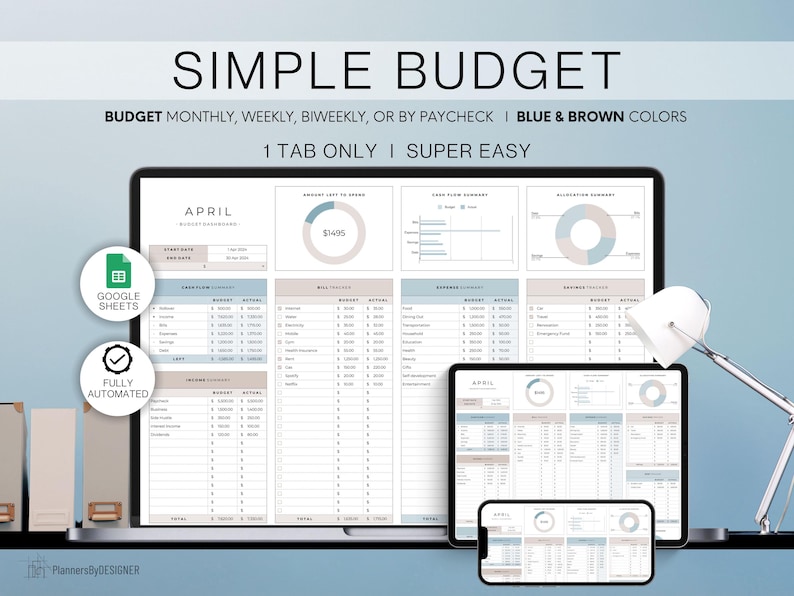 Budget Planner for Google Sheets | Monthly Budget Spreadsheet ...
