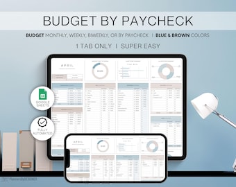Budget by Paycheck Spreadsheet Google Sheets Planner Monthly Weekly Biweekly Semi Monthly Budget Template Paycheck Budget Finance Tracker