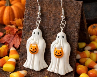 Oorbellen spook met pompoen