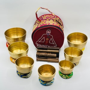 Hand Beaten singing Bowl Set of 7- Hand made bowl - Chakra Healing Bowl best for Chakra balance and Mediation -Tibetan  Bowl as a Gift