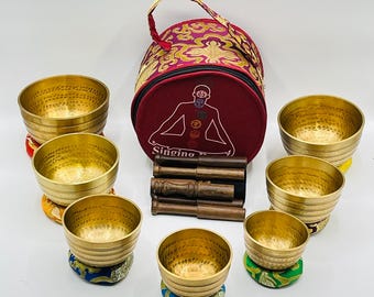 Handmade Chakra Singing Bowl Set: Tibetan Meditation Bowl Gift