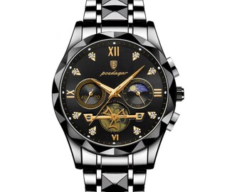 Luxury Watch For Men | Black Stainless Steel Men's Quartz Watch | Waterproof Luminous Chronograph