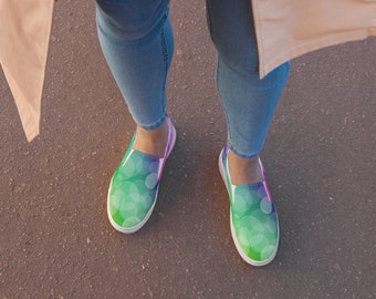 Women’s slip-on canvas shoes - COLORED BUBBLES