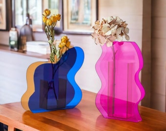 Acrylic Nordic Geometric Flower Vase - Designer Nature Series for Dried Flower Arrangements, Hydroponic Decorative Display