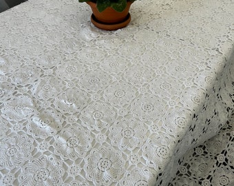 Vintage Turkish Crochet Lace Tablecloth - Handcrafted Heirloom, 1983, Never Used