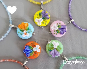 Collares minimalistas de cristal de Murano florales hechos a mano