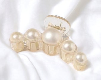 Large Pearl Latch Buckle Hair Clip - Grips Hair Securely, Elegant Hair Accessory