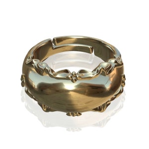 Eden2 Custom Refined Brass Ring - Sleek Design, Angelic Floral Motifs, Fabric-Like Edges, Feminine and Luxurious | Vozenana Collection