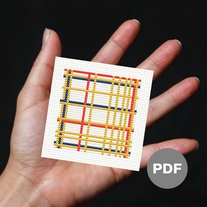 New York City l - Mini Cross Stitch Pattern, Pixel Art, Digital PDF Instant Download, Piet Mondrian