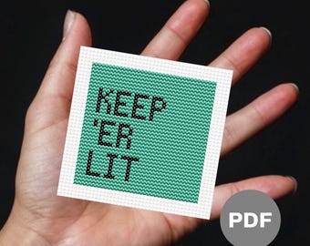 Northern Irish Keep 'er Lit Mini Cross Stitch Pattern - Tiny Pixel Art (Digital PDF)