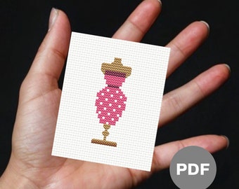 Wiggle Dress 1940s Mini Cross Stitch Pattern – Retro Pixel Art (PDF Download)