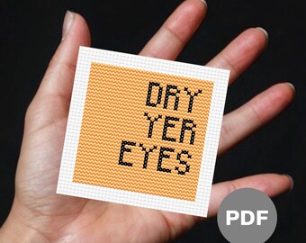 Northern Irish Dry Yer Eyes Mini Cross Stitch Pattern - Tiny Pixel Art (Digital PDF)