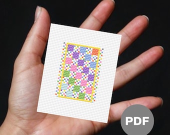 Granny Square Patchwork Mini Cross Stitch Pattern – Small Diagonal Squares Pixel Art (PDF Pattern)