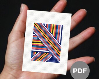 Geometric Stripes Mini Cross Stitch Pattern – Abstract Pixel Art (PDF Pattern)