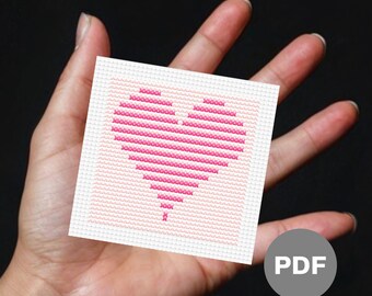 Valentine Candy Stripe Heart Mini Cross Stitch Pattern - Pixel Art (Digital PDF)