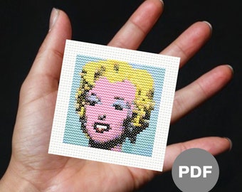 Marilyn Diptych Mini Cross Stitch Pattern – Andy Warhol Pixel Art (PDF Pattern)