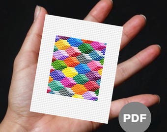 Mini schema punto croce cubi geometrici – Pixel Art colorata (PDF digitale)