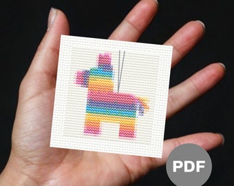 Pinata Mini Cross Stitch Pattern - Celebration Pixel Art (Digital PDF)