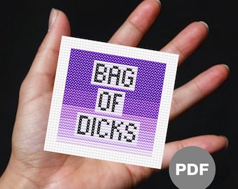 Bag of Dicks Mini Cross Stitch Pattern - Funny Tiny Pixel Art (Digital PDF)