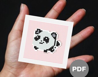Panda Mini Cross Stitch Pattern – Tiny Pixel Art (Digital PDF)