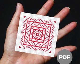 Snowflake (11) Mini Cross Stitch Pattern – Christmas Pixel Art (Digital PDF)