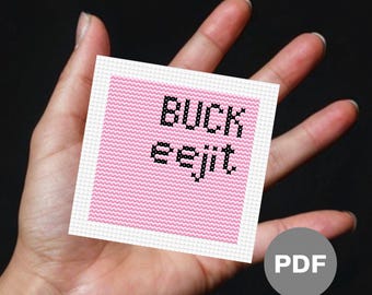 Northern Irish Buck Eejit Mini Cross Stitch Pattern - Tiny Pixel Art (Digital PDF)