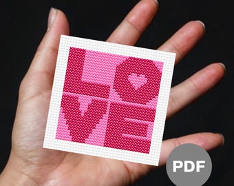 Pink Love Heart Mini Cross Stitch Pattern - Valentine's Day Pixel Art (Digital PDF)