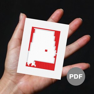 Alabama State Outline Mini Cross Stitch Pattern - Tiny Pixel Art (Digital PDF)