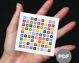 Colour Squares Patchwork Mini Cross Stitch Pattern – Colourful Pixel Art (Digital PDF)
