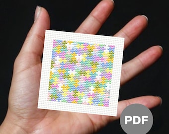 Pastel Jigsaw Puzzle Mini Cross Stitch Pattern - Abstract Pixel Art (Digital PDF)