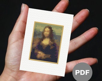 Mona Lisa Mini Cross Stitch Pattern – Pixel Art (Digital PDF)