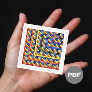 Modèle de mini point de croix patchwork arc-en-ciel - Art pixel abstrait (modèle PDF)