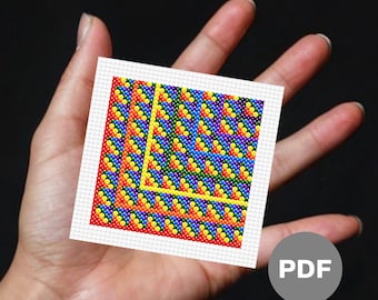 Mini-Kreuzstichmuster „Regenbogen-Patchwork“ – Abstrakte Pixelkunst (PDF-Muster)