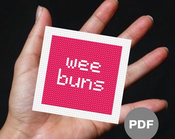 Northern Irish Wee Buns Mini Cross Stitch Pattern - Tiny Pixel Art (Digital PDF)