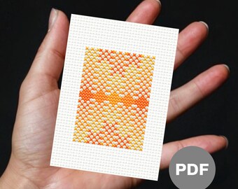 Orange Waves Mini Cross Stitch Pattern - Abstract Pixel Art (Digital PDF)