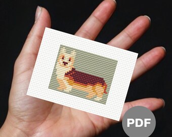 Corgi Mini Cross Stitch Pattern - Pixel Art (Digital PDF)
